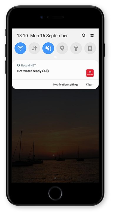 Hot Water Notification Received Via Racold Net App